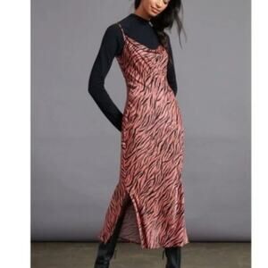 Anthropologie Brand Elyse Bias Cut Slip Dress Tiger Print NWT Small